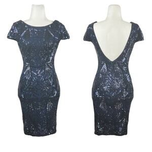 Dress The Population Womens Medium Sequin Dress Bodycon Mini Party Evening